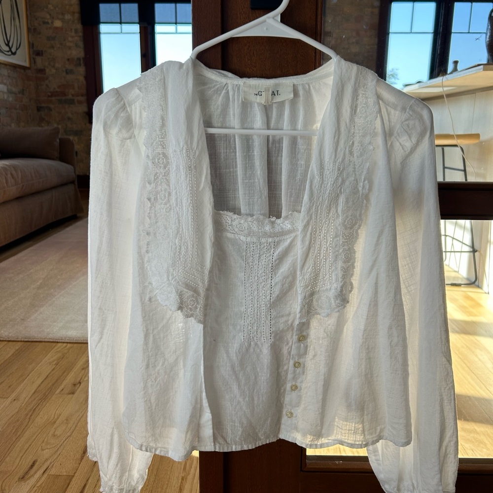 THE GREAT. White Lace Women's blouse